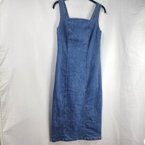 Y2K 90s‎ Habitual Sleeveless Blue Denim Midi Womens Dress Size Medium Festival